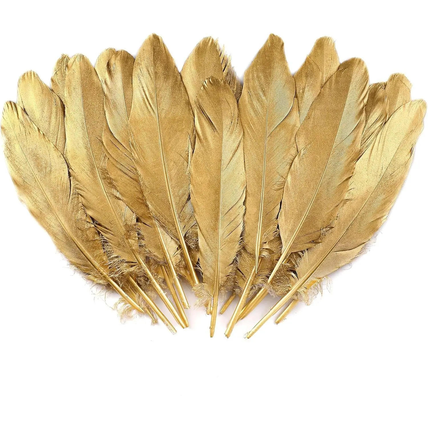 6-8 Inch 60 Pcs Natural Gold Goose Feathers for Crafts, Ideal for Wedding Party Decorations, DIY Crafts and Clothing Accessories