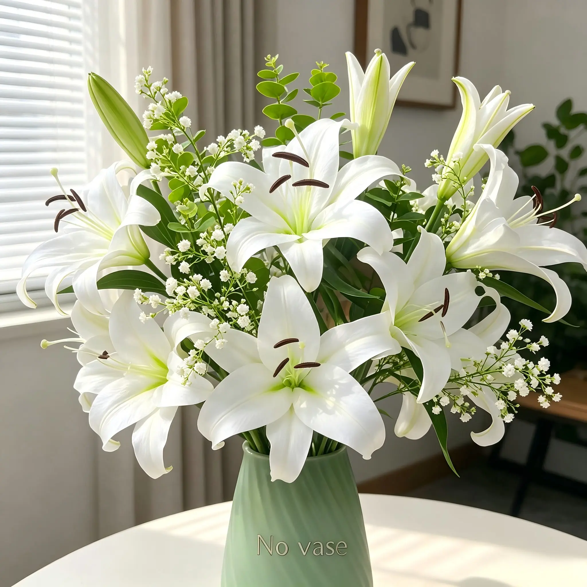 8Pcs Large Mixed Artificial Lily Bouquet, lifelike faux lily stems, waterproof washable fake flowers for wedding home hotel desktop DIY arrangement gift indoor outdoor multi-scene reusable decor, floral ornament, Faux Decorative Flower