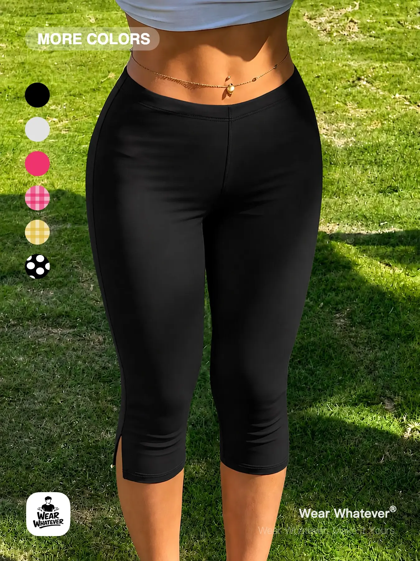 Wear Whatever Women’s High Waist Stretchy Capri Pants, Slim Fit Knee Length Stretch Trousers for Y2K High Street Style, Casual Streetwear, Coffee Run and Everyday Outfit Bottom