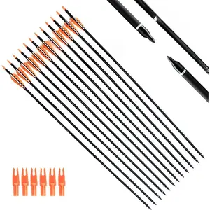 30Inch Carbon Arrow Practice Hunting Arrows with Removable Tips for Compound & Recurve Bow(Pack of 12)