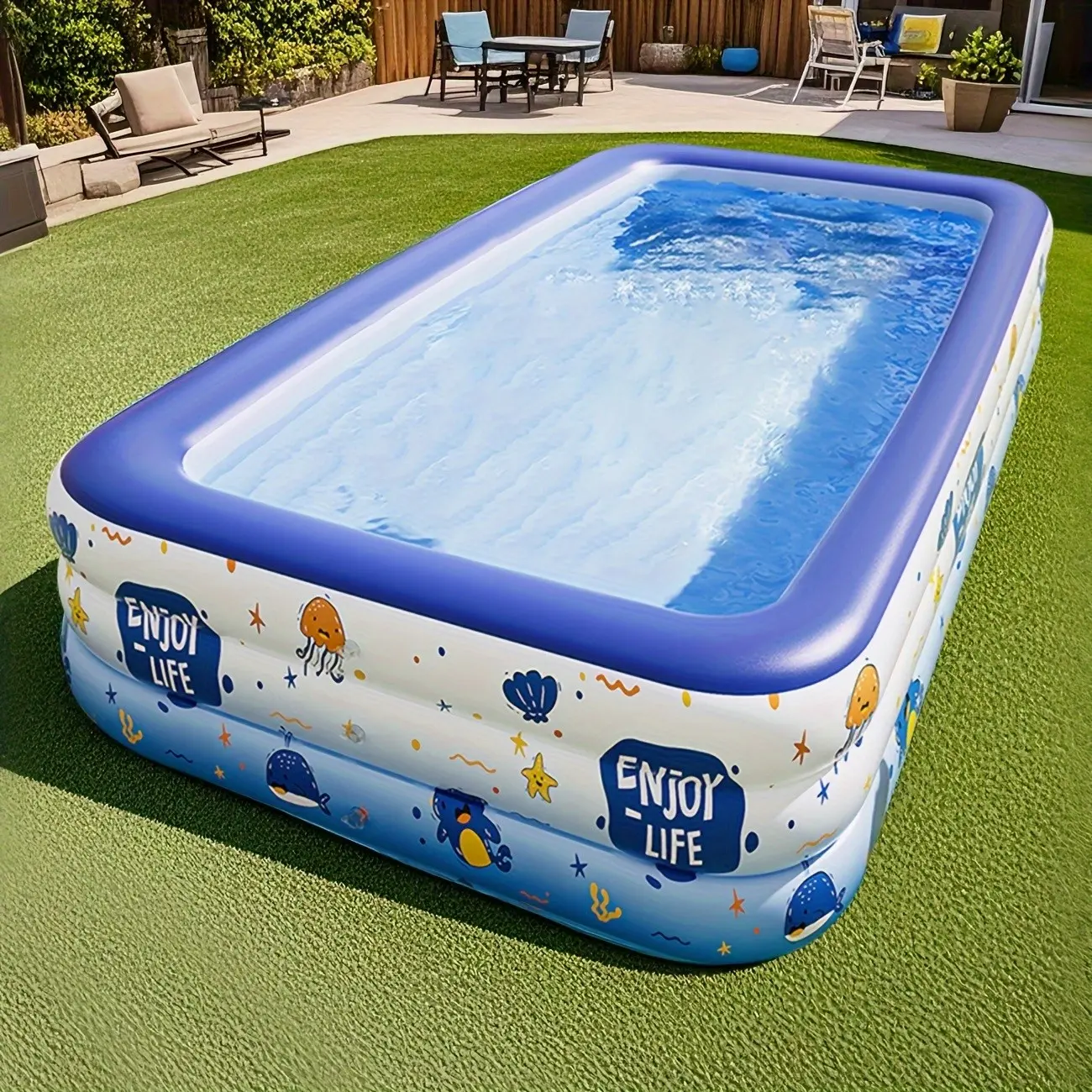 1pc Cartoon Print Inflatable Pool, Foldable Portable Water Play Pool, Leak-Proof, Quick Inflate, Easy Storage, Indoor Outdoor Use