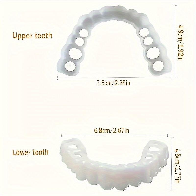 [2pc White Denture] 2-piece Comfortable White Denture Veneer Set | Upper And Lower Denture Accessories, Suitable For Both Men And Women Oral Whitening