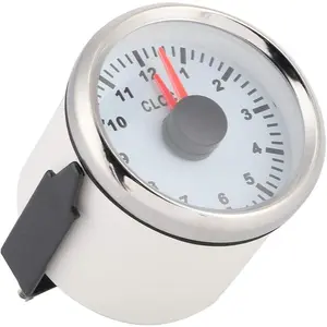 2inch Universal Hourmeter Clock Instrument Panel Gauge Red Backlight 12V 24V for Car Boat Yacht Low Power Consumption Long Life (White)