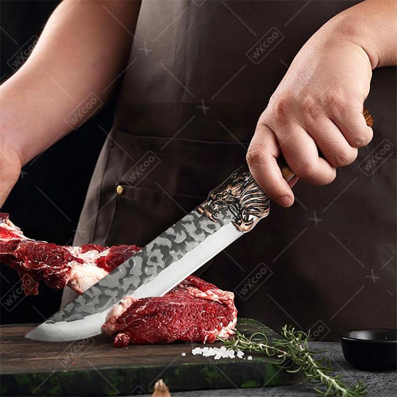 6PCS Handmade Forged Professional Kitchen Chef Knife Set Stainless Steel Butcher Boning Cutting Knives Vegetable Chopper