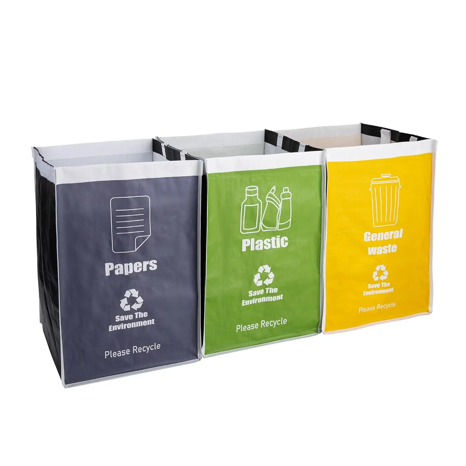 Recycle  Bag for Kitchen, Indoor Recycling Bins, Recycle Bins for , Kitchen Recycling Bin Trash Sorting Organizer,  and  - Set of Three Color