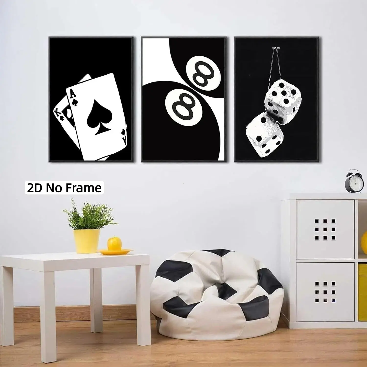 3pcs and 8-Ball Art Posters, Billiard Club Theme Wall Art Canvas Prints, Living Room Hallway Home Decor