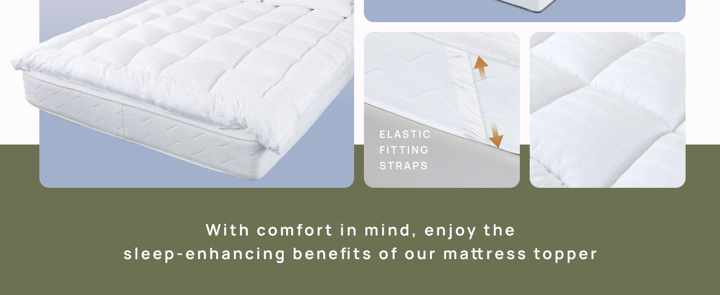 Thick Pillow Top 3 Inch Mattress Topper King Size for Firm Mattress, Cooling Cotton Hotel Mattress Bed Topper for Cloud Like Sleep & Back Pain, Plush Soft Pad, Fit to 6"-22" Mattress