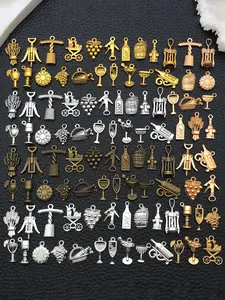 100pcs Antique 5 Color Assorted Red Wine Series Wine Bottle Opener Charm Alloy Pendant for Jewelry Making Charms DIY Earrings Necklace Supplies Accessories