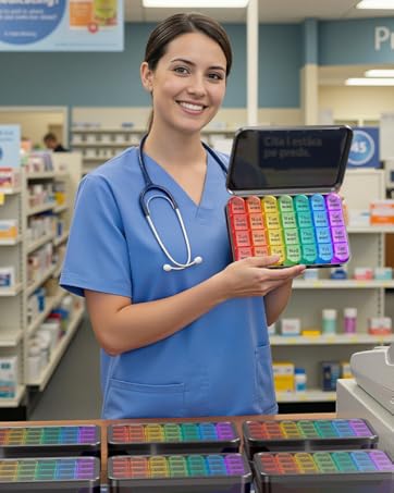 Extra Large Weekly Pill Organizer 2 Times Day, Pill Box 7 Day Am Pm to Hold Daily Medicine Vitamin and Supplements - Cyan