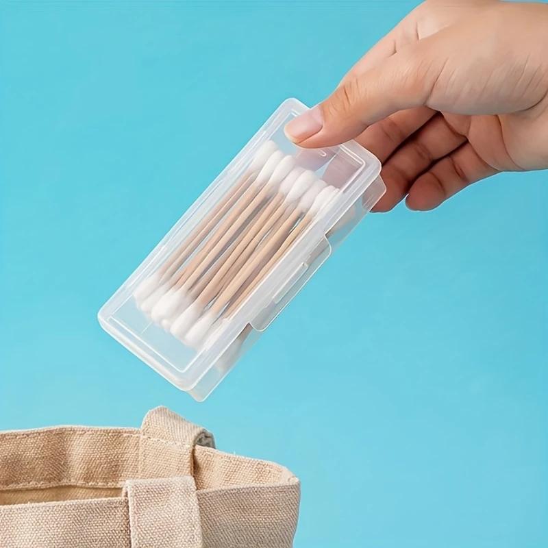 Clear Travel Mini Storage Box with Lid, 5 Counts Portable Compact Organizer for Toothpicks & Cotton Swabs, Essential Travel Accessories for Home Use, Travel Essentials