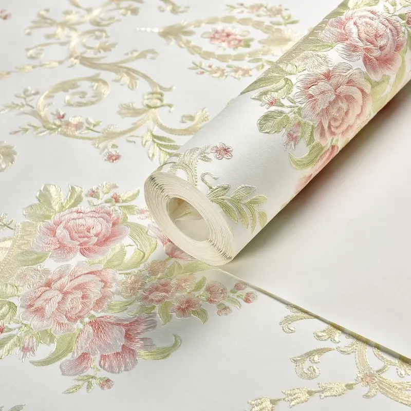 Self-Adhesive Non-Woven 3D Embossed Wallpaper, 20.86x118.11 Inches, Vintage Rustic Style, Bedroom Living Room TV Background Decor