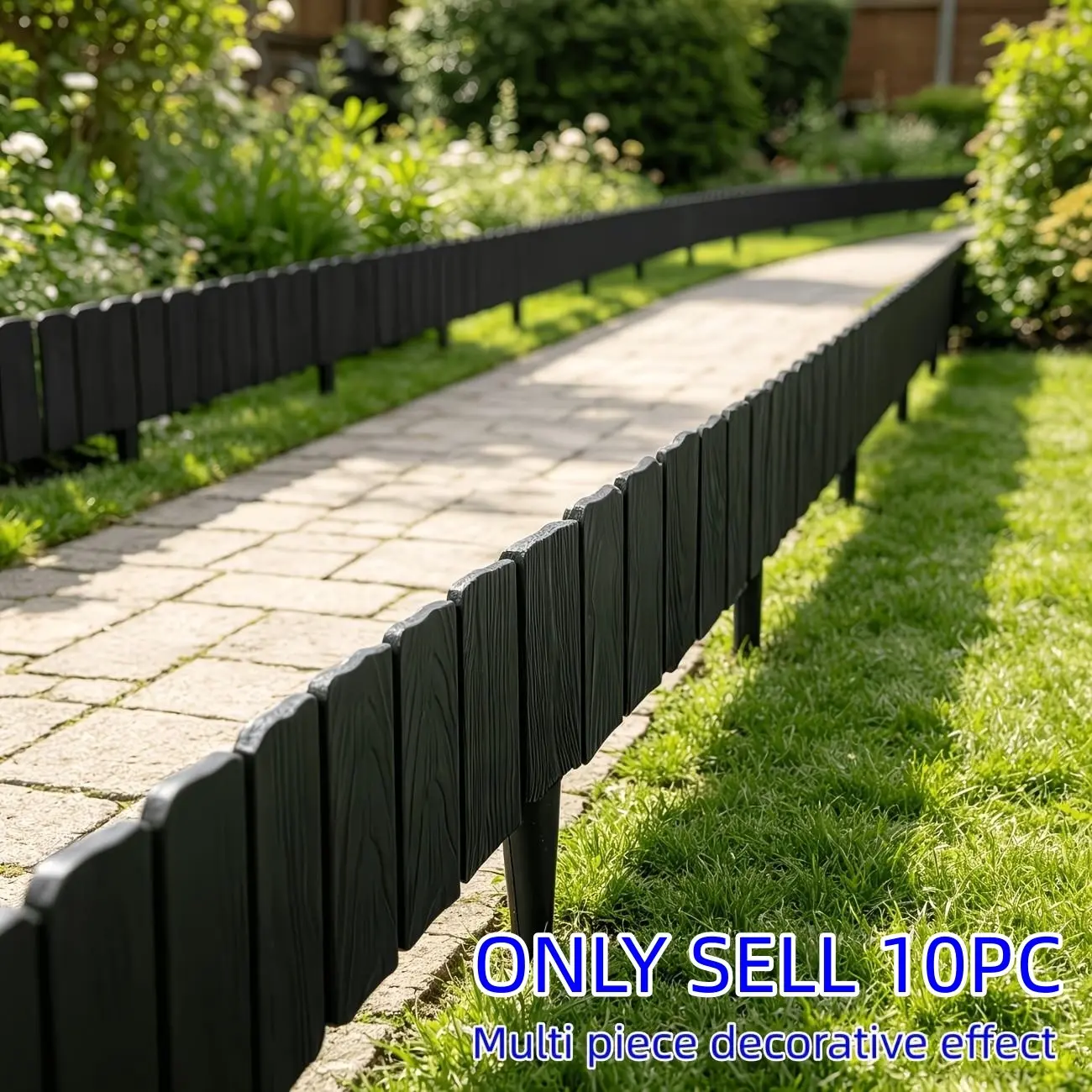 10 Pieces Stone Texture Garden Fence, Plastic Planter Border, Outdoor Courtyard Decor, Lawn Protection, DIY Easy Install, Holiday Decoration