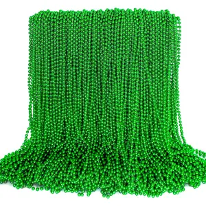 100PCS St Patricks Day Accessories, Green St. Patricks Day Beads Necklace, 33" Round Beads Irish Saint Patricks Necklaces Costume Bulk, Parade Throw Accessories for Wedding Birthday St. Patricks Decor