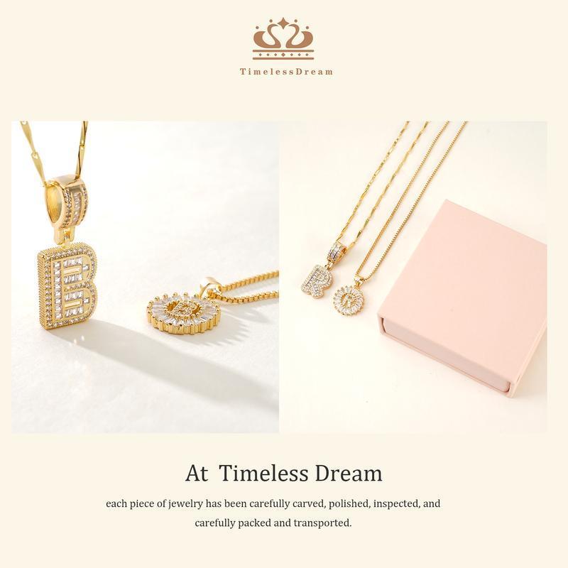 2 Pack Initial Necklace Set - Zircon Letter Pendant for Women, Valentine's & Birthday Gift