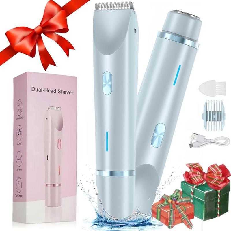 2 in 1 Electric Hair Trimmer for Women, 1 Box Waterproof Rechargeable Wet & Dry Use Hair Removal Tool, Women's Body & Facial Hair Trimmer
