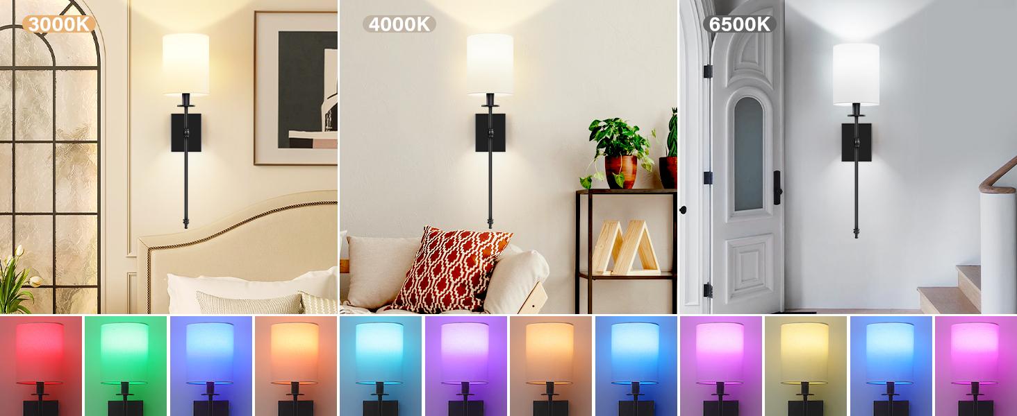 27 Inch Rechargable Wall Sconces Set of 2, Wireless Wall Sconces Lights with Remote, Not Hardwired Dimmable Gold Wall Lamps with White Fabric Shade for Bedroom, 2 Rechargable Bulbs Included