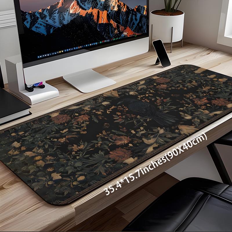 Vintage Floral Pattern Mouse Pad, Rectangle Gaming Mouse Pad, Non-slip Rubber Base Desk Keyboard Mat for Home Office, Desktop Accessory
