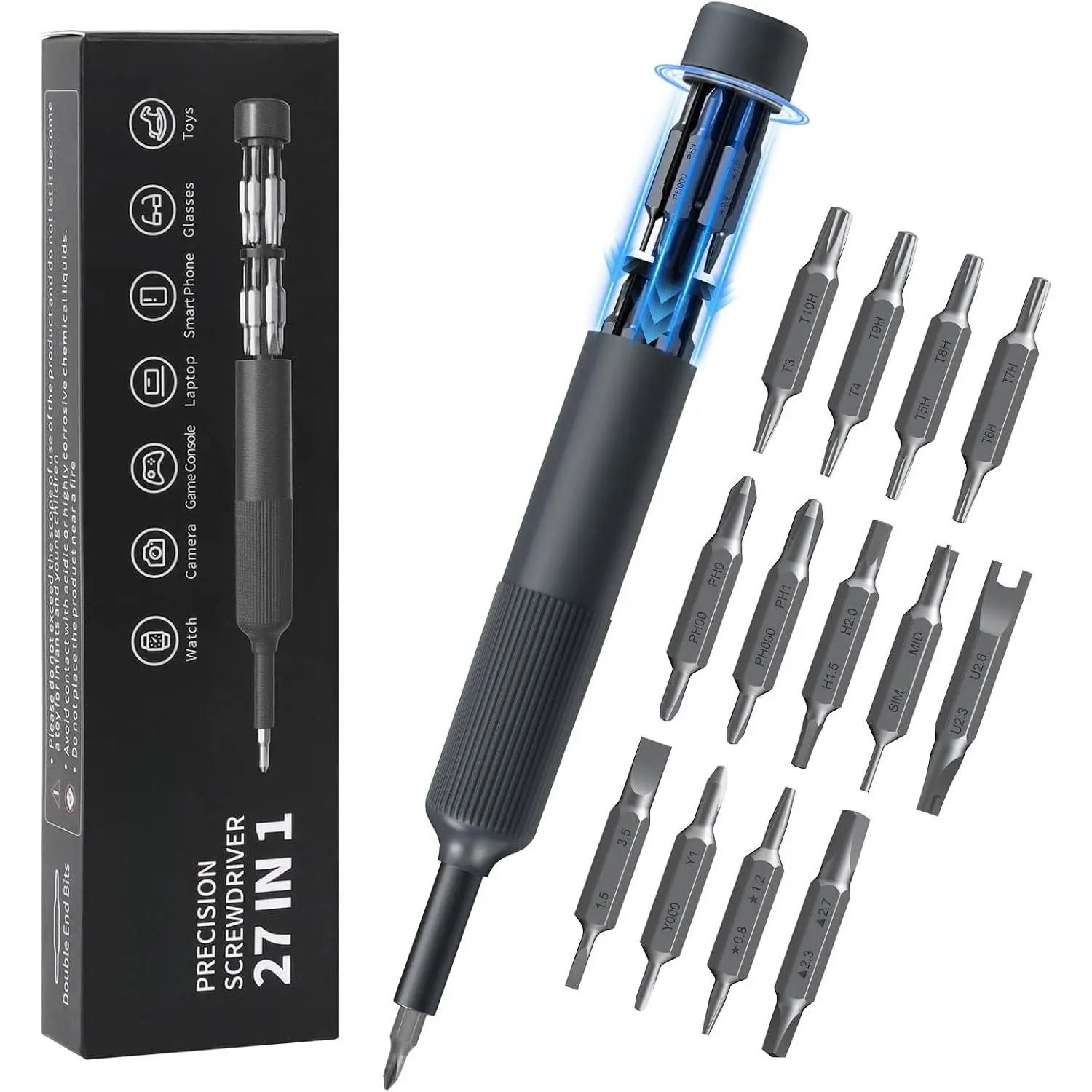 27-in-1 Precision  Set Multi Bit Mini Small  |   Set Pen Style Manual Repair Tool Kit For Eyeglass, Watch, , Jewelers, Laptop, Electronics, Phone