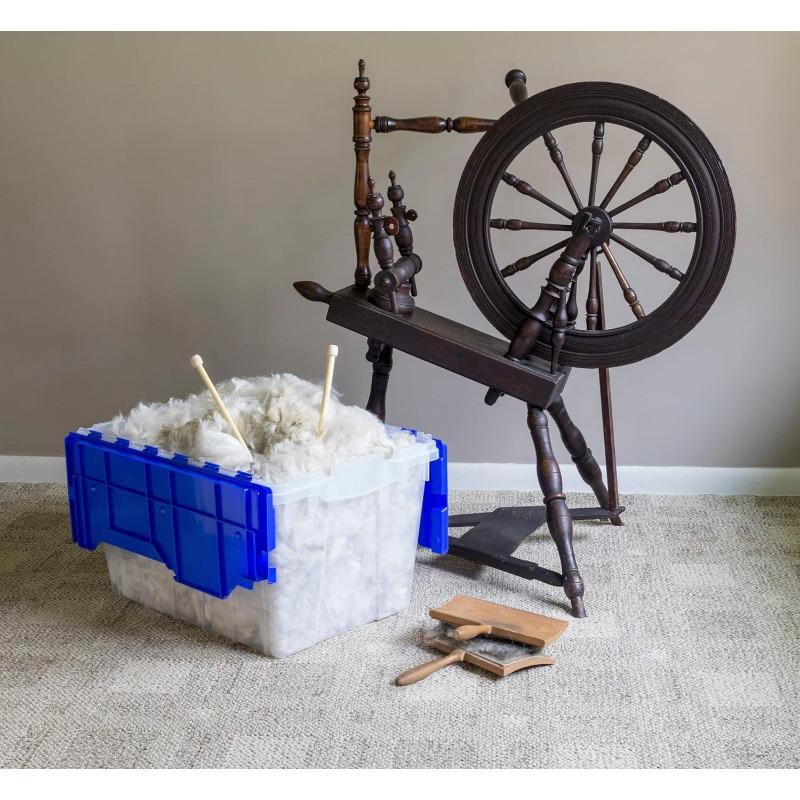 KeepBox 12 Gallon Storage Container Nesting and Stackable Plastic Storage Box with Lid Attached Clear Tote for Garages Closets and Moving 211 2 x 15 x 121 2 Clear Blue