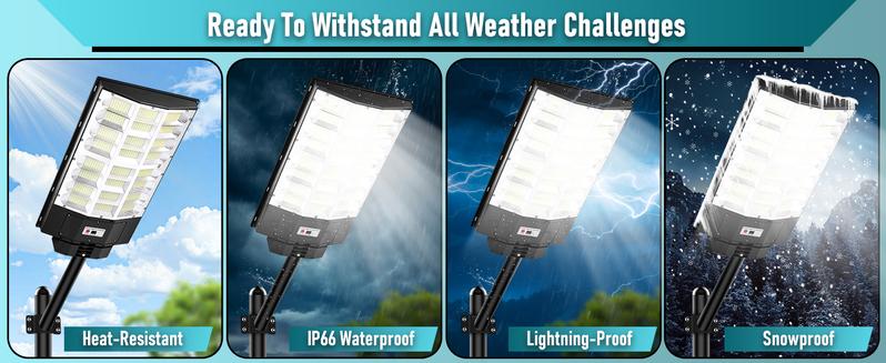 1/2/4 Packs Solar Street Lights Outdoor, Motion Sensor Solar Lights, 6500K LED Street Light Dusk to Dawn Waterproof, Commercial Parking Lot Lighting with Remote