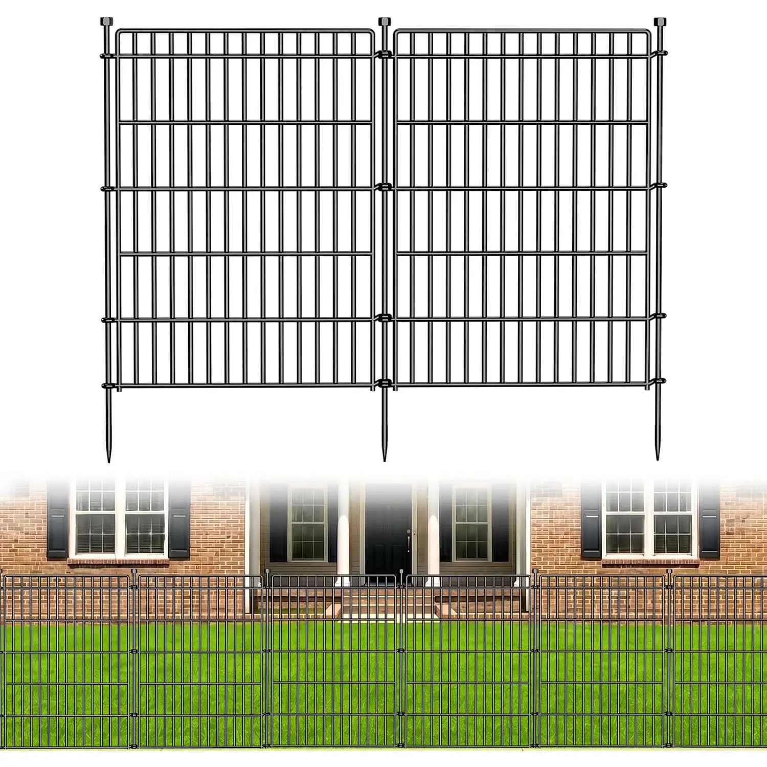 No Dig Garden Fence,  Fencing Outdoor for Yard, 5 Panels | 34in(H) × 11.25ft(L) Rustproof Metal  Barrier Fence for Gardens, Patios and Decorative Flower Beds, Temporary Fencing