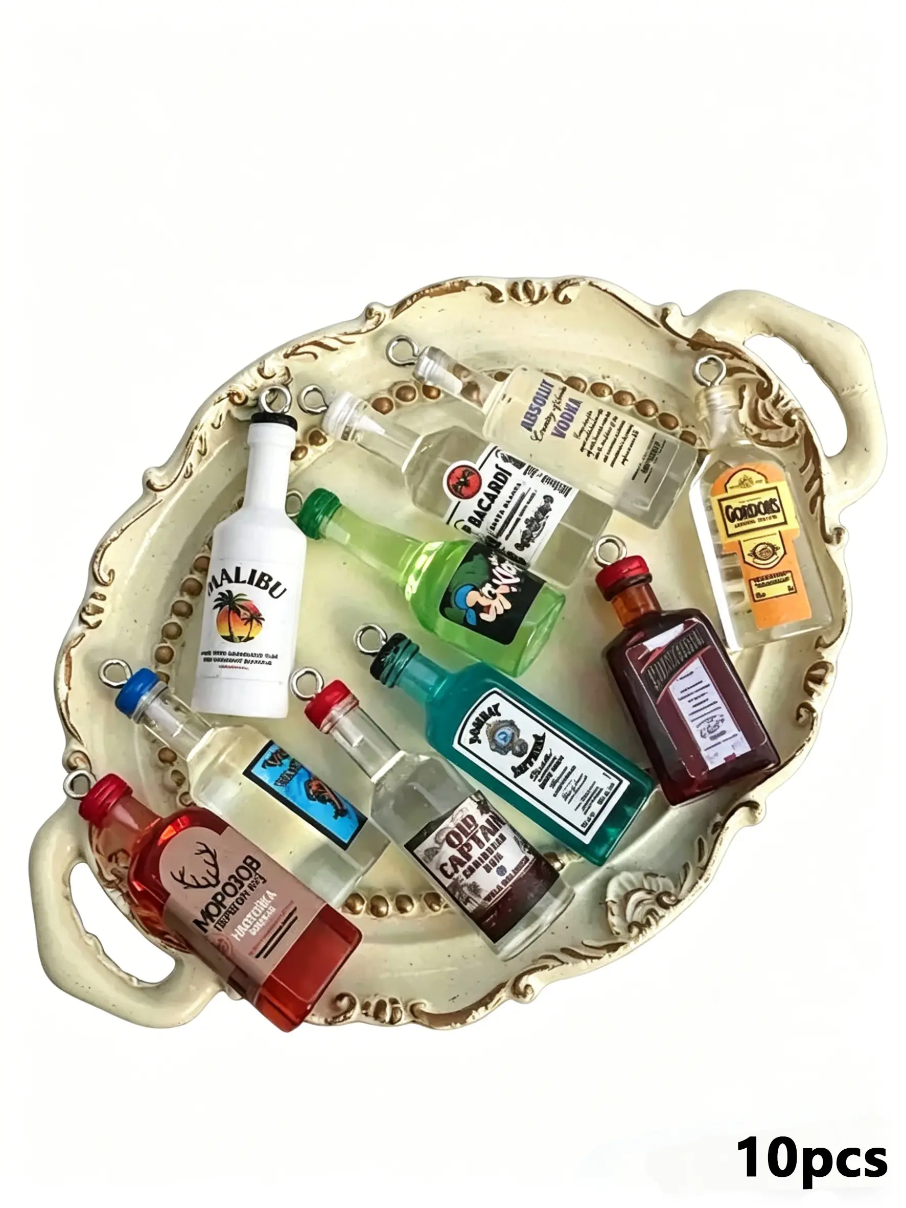 Mini Liquor Bottle Charms, Dangling Charms, 10Pcs 3D Resin DIY Pendants, Cute & Quirky Jewelry Making Supplies, Ideal for DIY Earrings, Bracelets & Keychains, Perfect for Gifts, Scrapbooking & Festival Decor, Fun & Creative Accessories