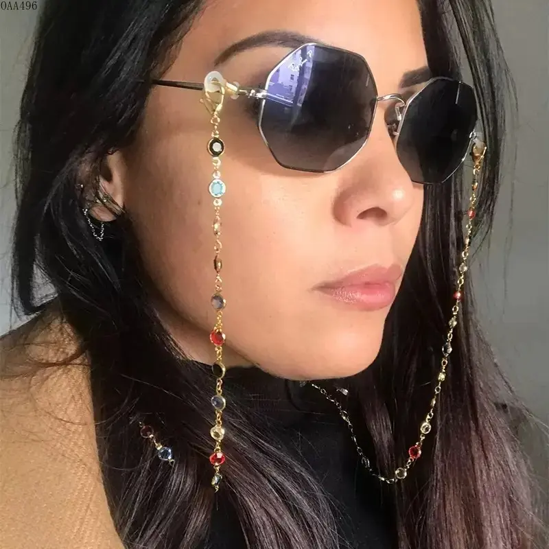 Women's Rhinestone Synthetic Eyeglass Chain Sparkling Beaded Anti-Slip Lightweight Eyewear Accessory for Travel Office