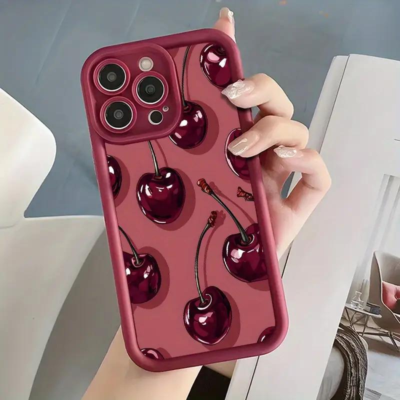 Creative Graffiti Cherry Pattern Mobile Phone Case Suitable for Iphone 1616Pro16Promax16Plus1515Plus15Pro15Promax, 1414Plus14Pro14Promax, 1313Pro13Promax, 1212Pro12Promax, 11 11Pro11Promax, 78Plus, Xrxsxsmax, Drop-Proof And Durable, Beautiful And Gorgeous