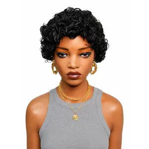 TIKU Hair Short Curly Pixie Wig for Black Women, Natural Tight Curls Synthetic Wig, Lightweight Daily Wear Wig, Color 004-1B