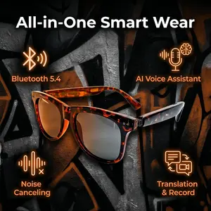 A01glasses  Retro Smart Glasses - Bluetooth 5.4, Hands Free Calls, Music, Real Time Translation Supported new outdoor sport headset
