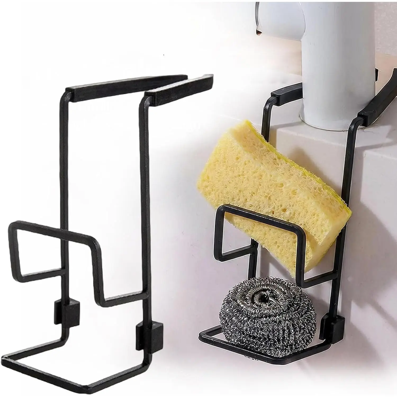 Kitchen Sink Organiser Rack - No-Drill Faucet Clip Installation, 2-Tier Storage, Durable, Drainage, Protection, Ideal for Apartment & RV Kitchen Use, Racks