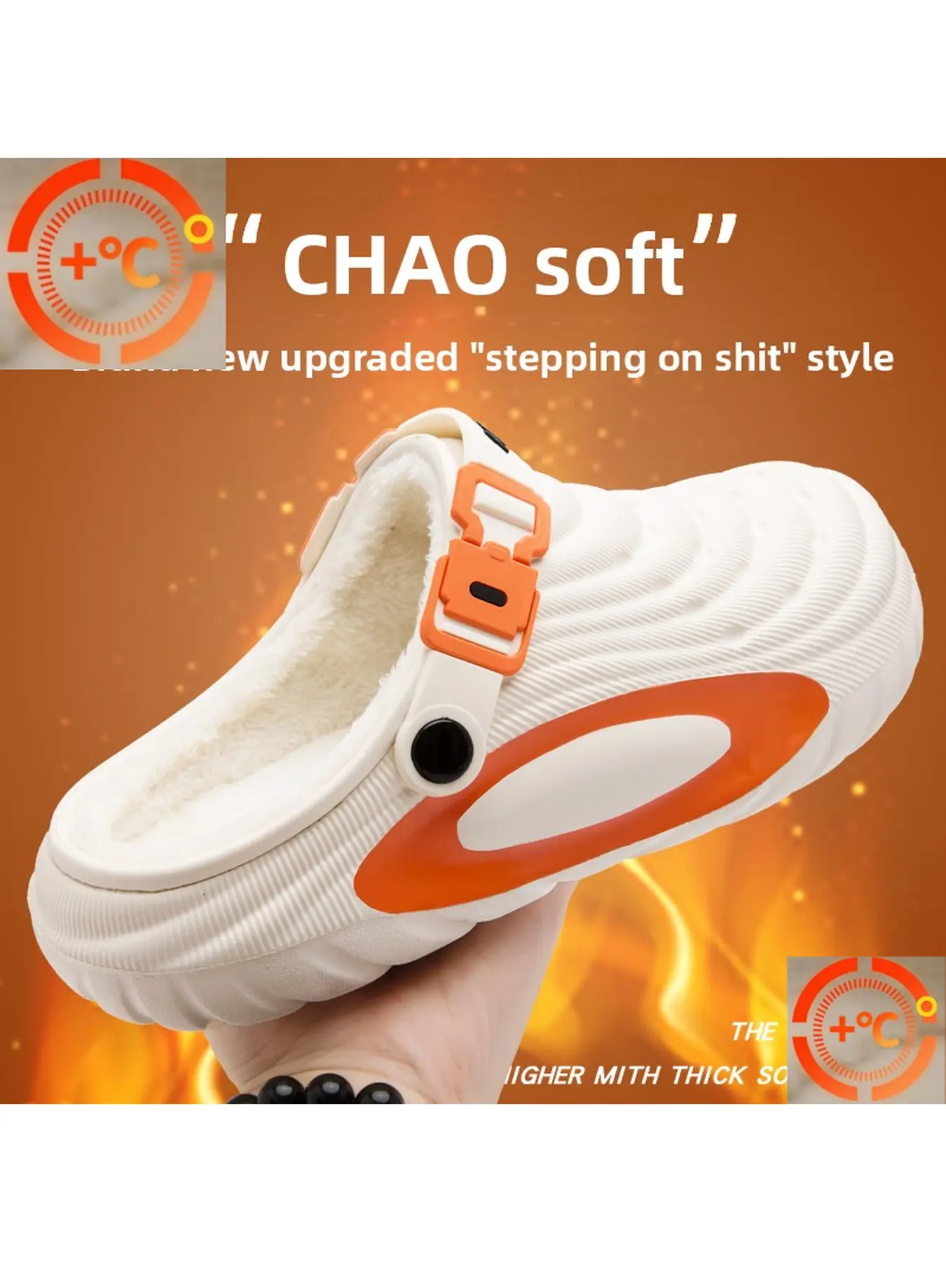 Couple Fleece Lined Clogs, Waterproof EVA Thick Sole Anti-Slip Winter Warm Slip On Slippers with Adjustable Strap, Indoor Outdoor Matching Shoes for Men Women