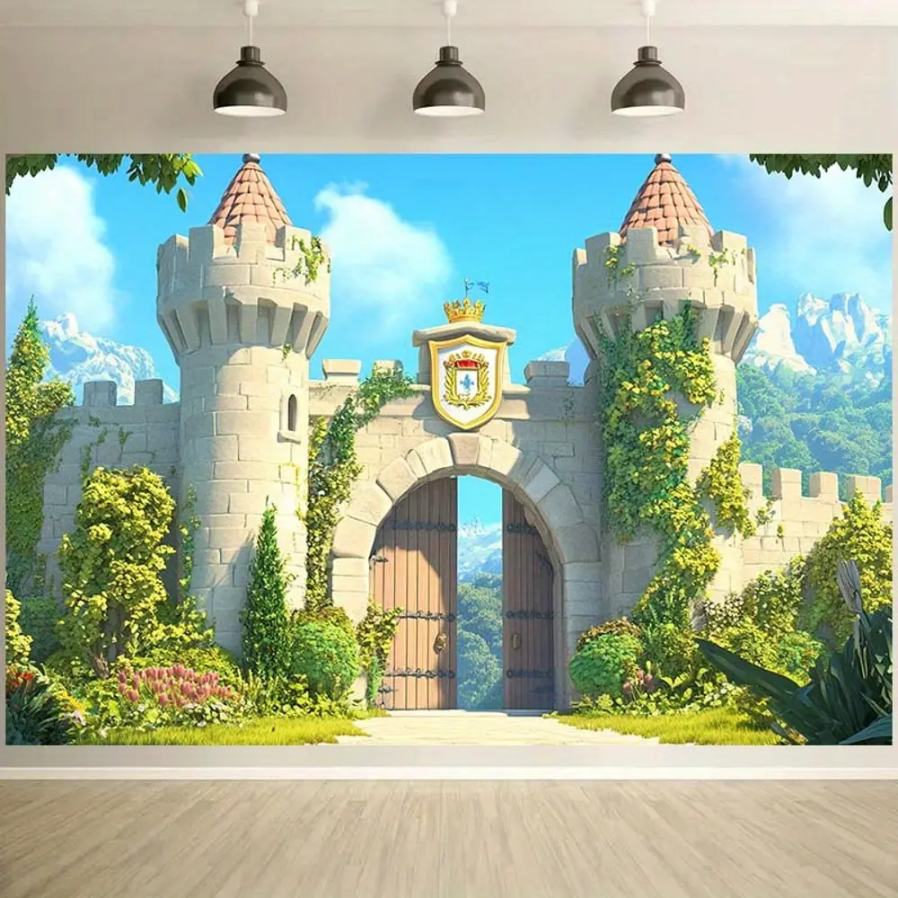 1-Piece HD Print Scenic Castle Garden Backdrop Banner - Polyester 2D Flat Folding Soft Lightweight Cloth for Photographers' Portrait Shooting, Event Photos