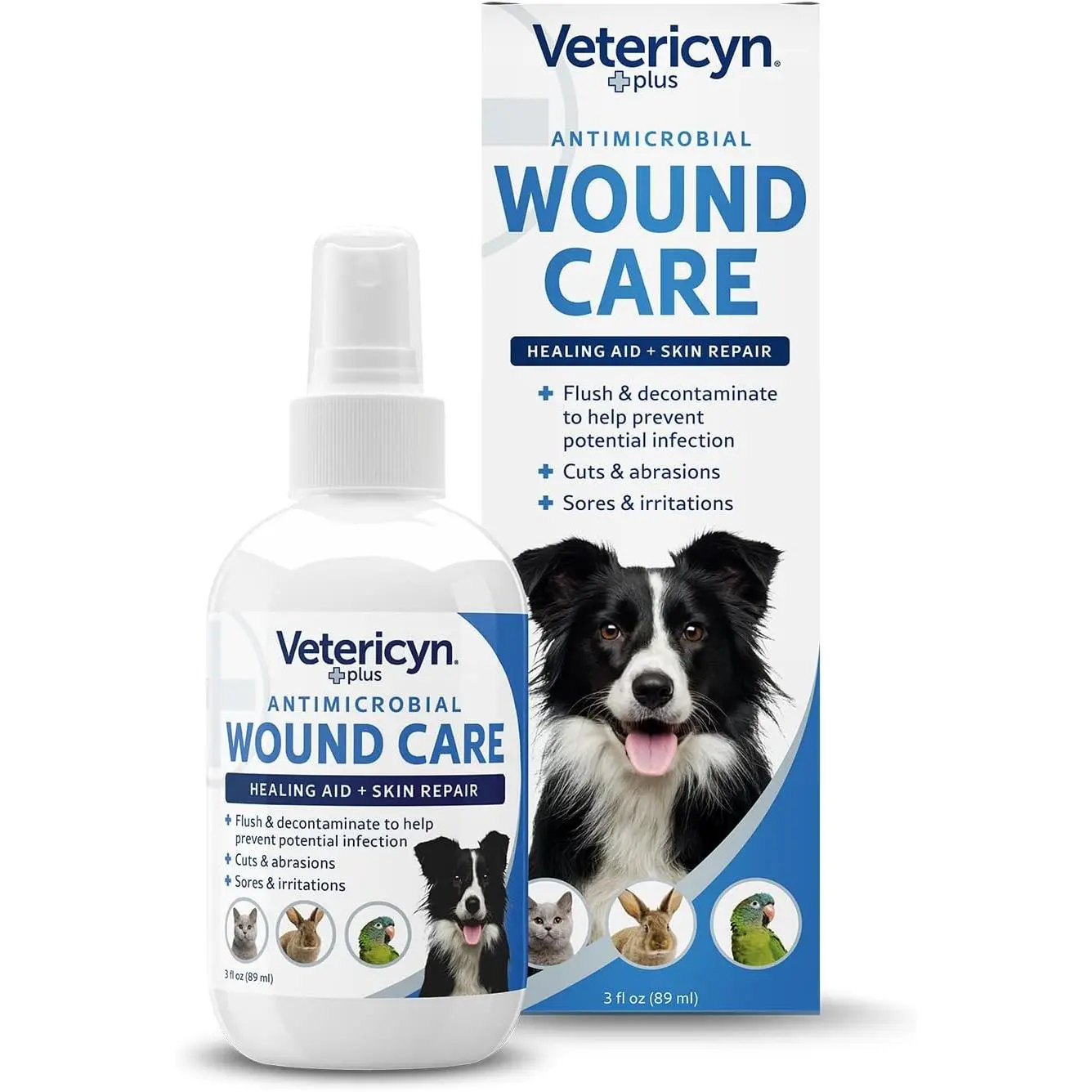 Vetericyn Plus Dog Wound Care Spray | Healing Aid and Skin Repair, Clean Wounds, Relieve Dog Skin Allergies, Safe for All Animals. 3 ounces