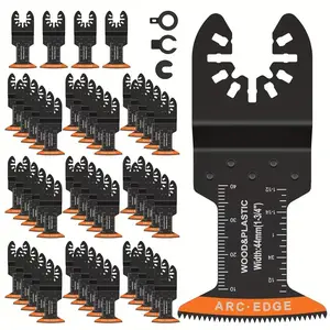 Sharp 50pcs High Carbon Steel Oscillating Saw Blades, 44mm Arc Edge, Durable & Wear-Resistant, Multitool Blades for Wood, Plastic & Metal Cutting