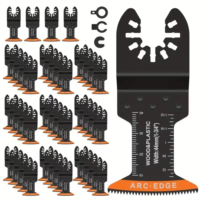 Sharp 50pcs High Carbon Steel Oscillating Saw Blades, 44mm Arc Edge, Durable & Wear-Resistant, Multitool Blades for Wood, Plastic & Metal Cutting