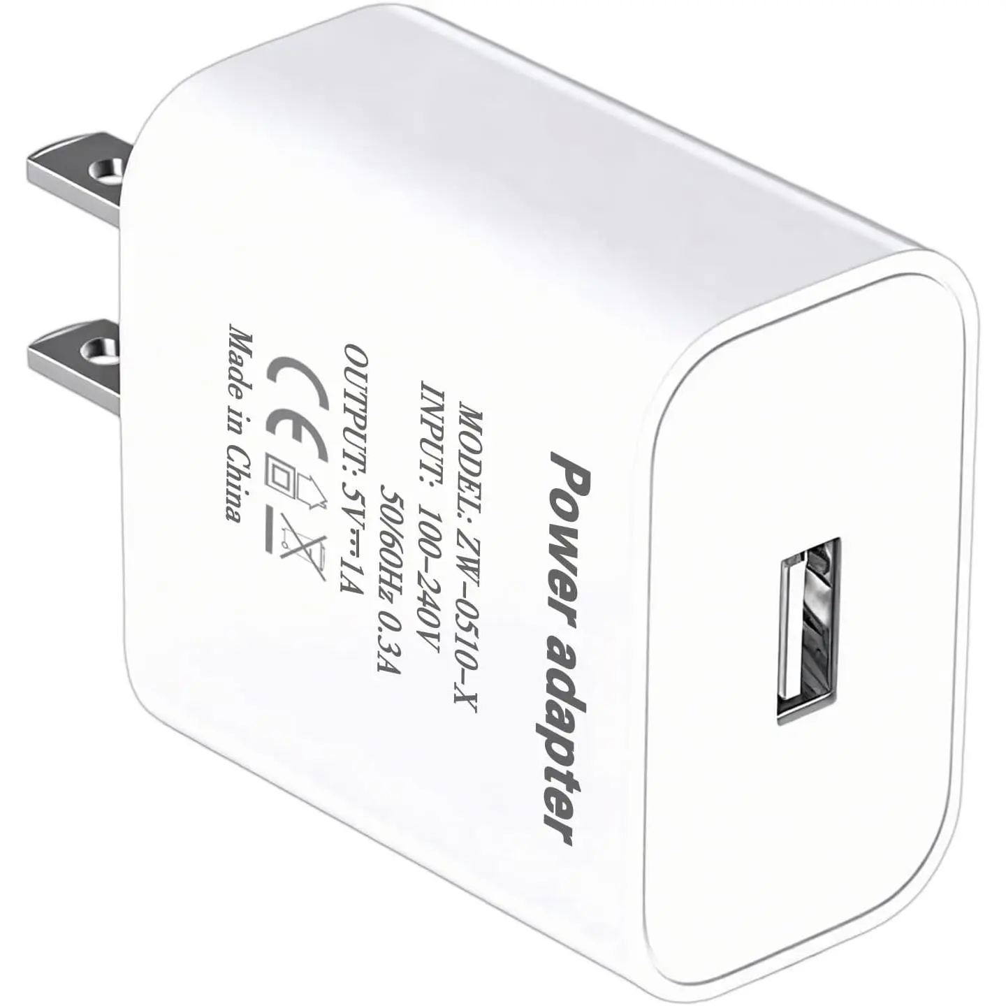 5v 1a Power Adapter 5v/1a USB  Block 5W Wall Charger 5  1000mA Power  Brick 5v1a USB Outlet Plug in 5v-1a  1a/5v Single USB Port for  Electric  5  1 Amp Charger Whtie