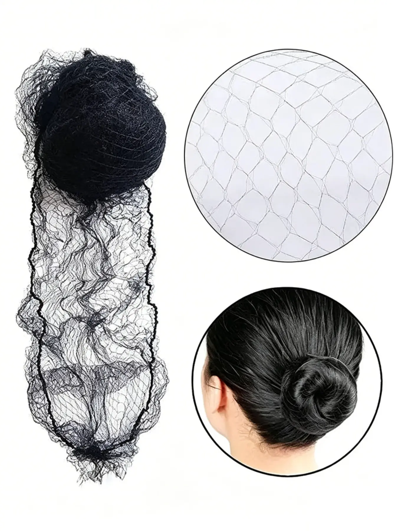 20PCS Black Invisible Hair Nets, Ultra High Elastic Stretch Fit All Head Sizes, Breathable Thin Mesh Non-Slip Secure Hold Hair Caps For Wig Wear Daily Updos All Seasons