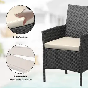 GAOMON All-Weather 3-Piece Outdoor Patio Sofa Set – PE Rattan Wicker Furniture with Soft Cushions and Glass Coffee Table, Modern Conversation Set for Backyard, Porch, Balcony, Poolside – Black/Brown/Grey Options