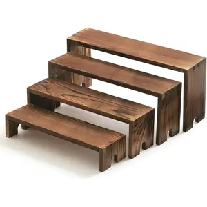4 count Stackable Wooden Cupcake Stand, Dessert Table Risers & Buffet Risers for  Display,  Decor, Tiered Riser Display Stands for Vendor Events