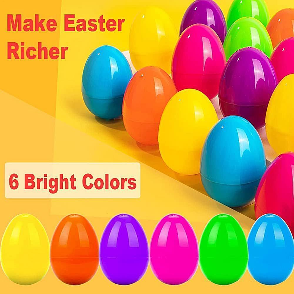 50Pcs Easter Empty Eggs Fillable Colorful Bright Easter Eggs Shell Toys Assorted Colors Easter Eggs Fake Eggs Easter Decoration