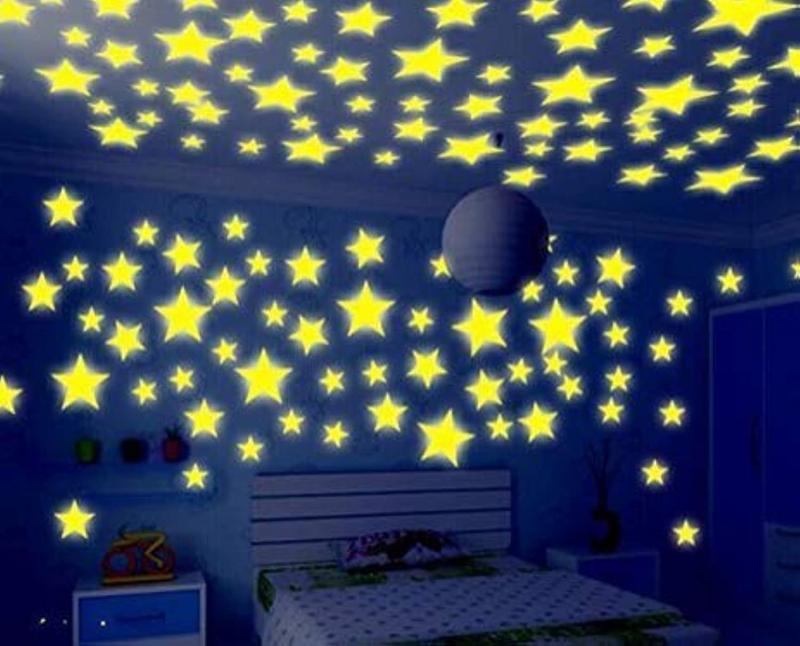 5PCS 3cm Multi-Color Stars Glow in The Dark Luminous Fluorescent Wall Stickers for Baby Kid's Nursery Room-Stars Plastic Luminous Wall Stickers for Bedroom Decoration Home Ceiling Wall