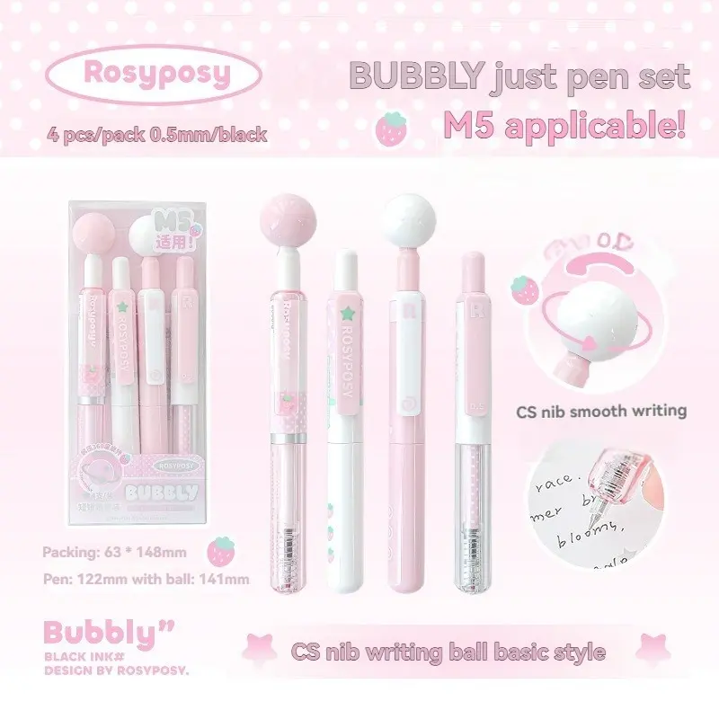 Trendy Rotating Short Pen Set, 4 Pencils Per Box, 360° Rotation Stress Relief, Smooth Writing, High Aesthetic Water Pens for Weekly Notes