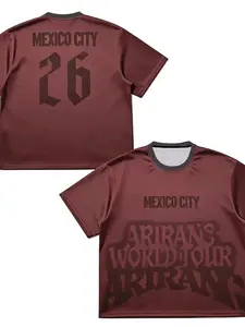 Arirang World Tour Mexico City Mesh Jersey, Breathable Quick-Dry Oversized T-Shirt, Monochrome Arirang Print, Concert Fan Streetwear