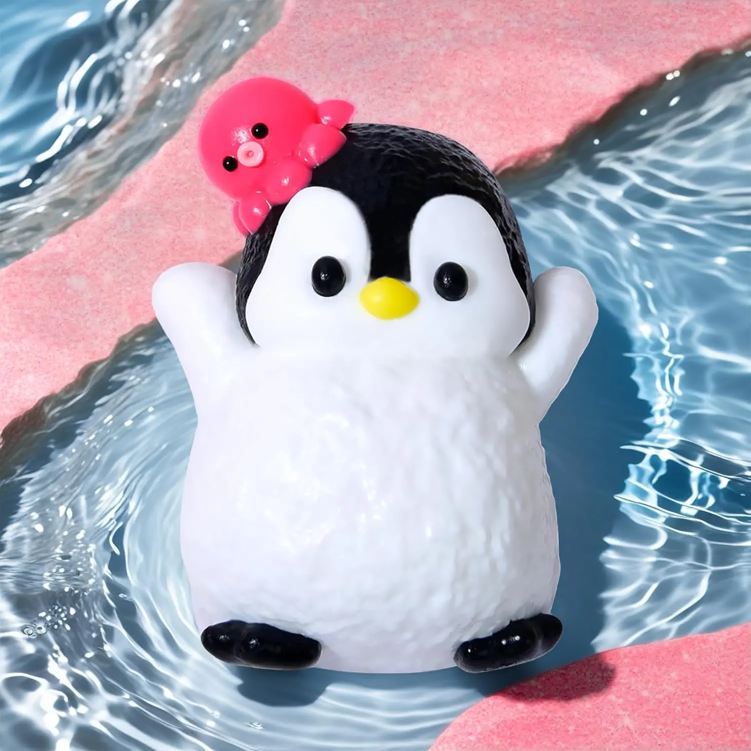 BPA-Free Kawaii Silicone Squishy Penguin Stress Relief Fidget Sensory Toy - Cute Animal Squeeze Collectible Gift for 12+ Years Old, Sports Enthusiasts, Aids Memory Training and Observation (Red Octopus)