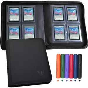 4 Pocket Toploader Binder Holds 128 Top Loaders for 3" x 4" Rigid Cards Double Sided Card Binder for Trading Cards