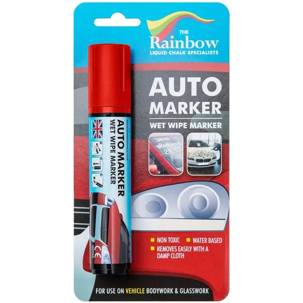 Window Markers for Glass Washable Car Window Paint Pen- Dry Erase Liquid Chalk Marker for Car Decorations on All Surfaces Tire, Windshield - Auto Marker, Autowriter, Rain Resistant (Red, Jumbo Tip)