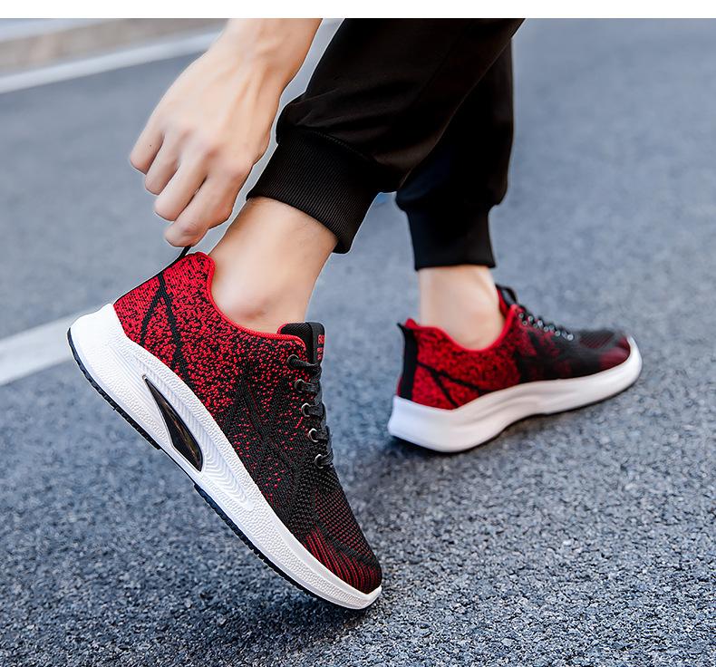 New men's sports shoes with soft soles, comfortable running shoes, breathable fly-knit fabric shoes, popular cross-border export sports and casual shoes