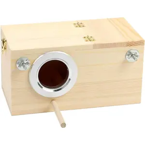 Pine Wood Parakeet Nest Box Bird House Budgie Breeding Mating Box for Lovebirds Cockatiel Parrotlets (M)
