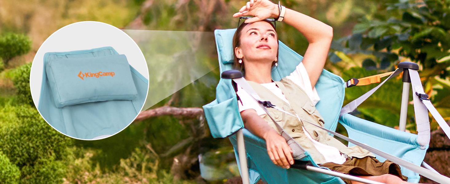 KingCamp Hammock Chair with Footrest – Heavy Duty Swinging Rocking Camping Chairs for Adults up to 400lbs, Folding Portable Oversized Rocker with Cup Holder & Pillow for Outdoor Beach Lawn RV Sports